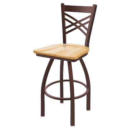 Holland Bar Stool Co 30" Swivel Bar Stool, Bronze Finish, Nat Oak Seat 82030BZNatOak